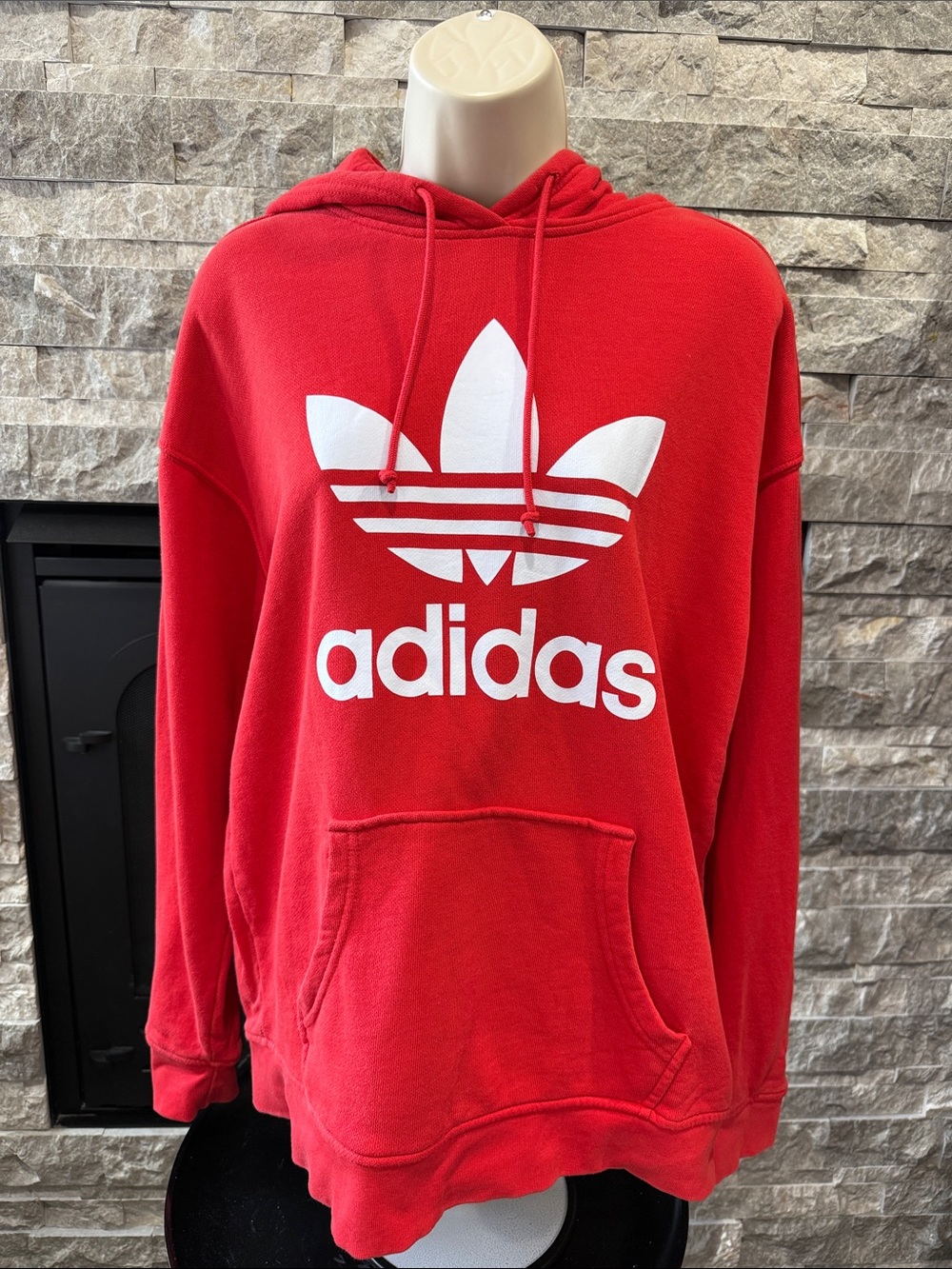 Adidas Bold Red Hoodie with White Trefoil